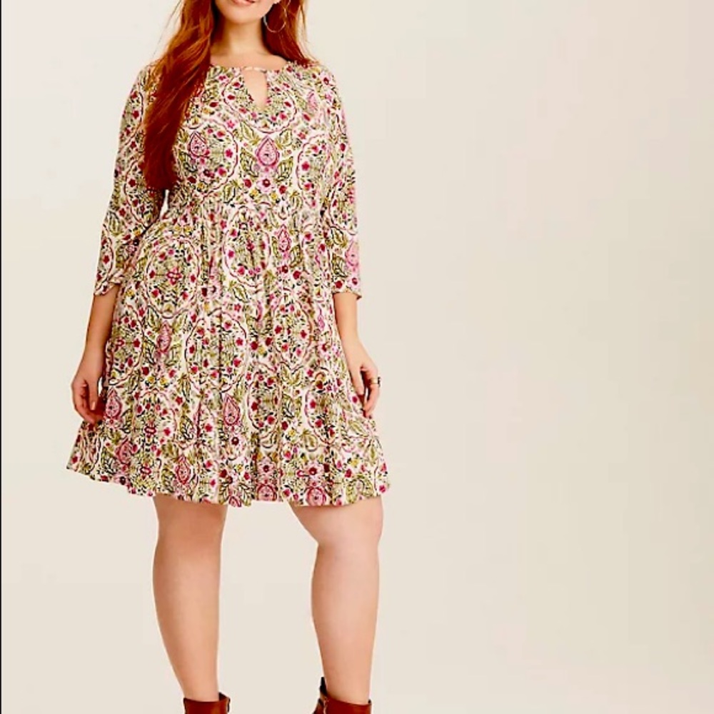 Ivory Floral Skater Dress